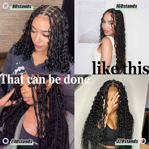 Amzluck Pre-Divided Human Braiding Hair for Boho Braids Water Deep Wave Human Hair Bulk for Braiding Curly Human Hair for Boho Locs Boho Crochet Braids Human Hair Extensions (1B, 16""-320Strands)