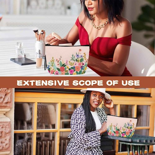 BUYIDUI Pink Flower Floral Blossom Makeup Bag Cosmetic Bag for Women Girls,Portable Makeup Bags Travel Toiletry Bag Organizer