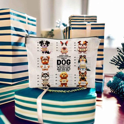 Dog Makeup Bag, Dog Mom Gifts, Dog Gifts for Women, Gifts for Dog Lovers, Cute Dog Puppy Cosmetic Bag Toiletry Bag for Women, Dog Owner Gifts for Women, Dog Mom Stuff