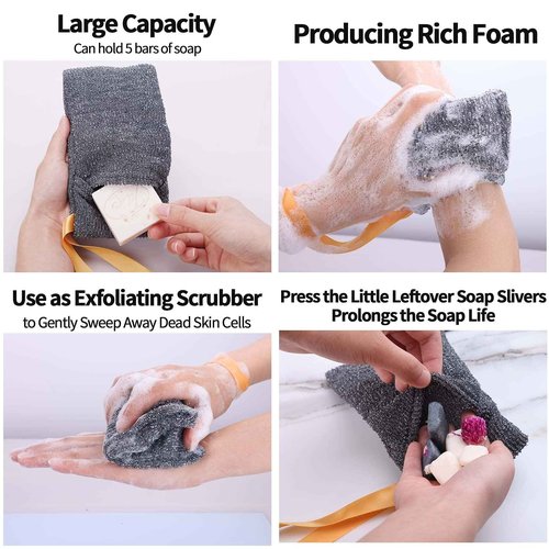 Antimbee 9-Packs Soap Bags, Soap Exfoliating Saver, Body Scrubber Shower Sponge for Shower or Bath, Loofah Sponge Gray Mesh Bar Soap Pouch