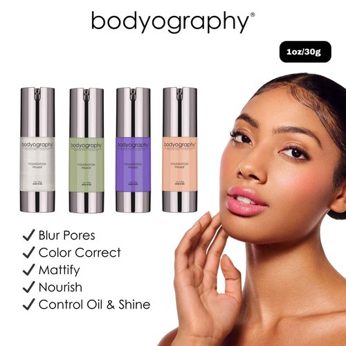 BODYOGRAPHY - Foundation Primer (Clear): Flawless Anti-Aging Salon Makeup Primer w/Vitamin E, A, Jojoba, Grapeseed Oil | Control Shine | Gluten-Free, Cruelty-Free, 1 oz.