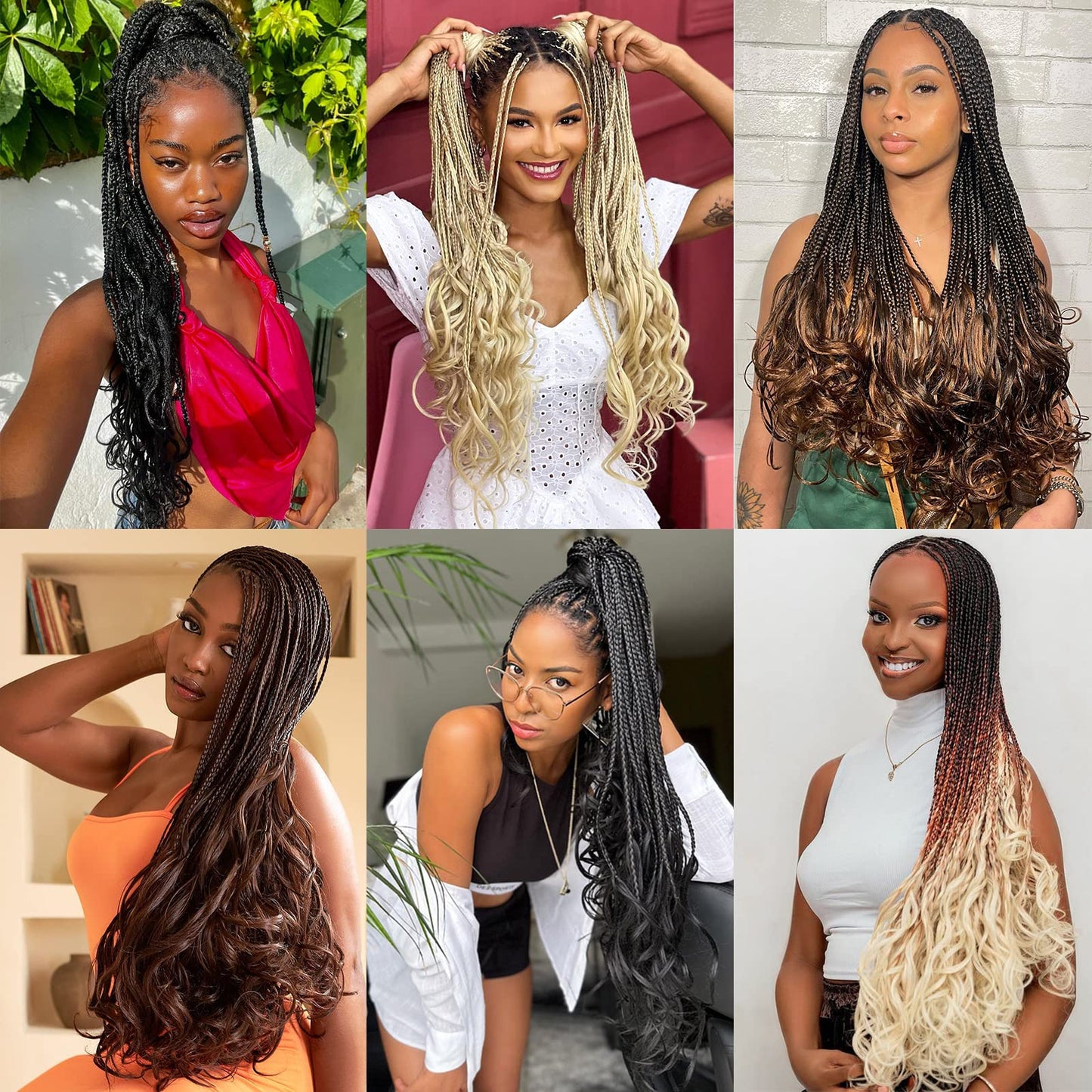 COOKOO 14 Inch 9 Pack Copper Red Pre Looped French Curly Box Braids Crochet Hair Ginger French Curl Braiding Hair Bouncy Loose Wave Crochet Box Braids for Black Women 350#