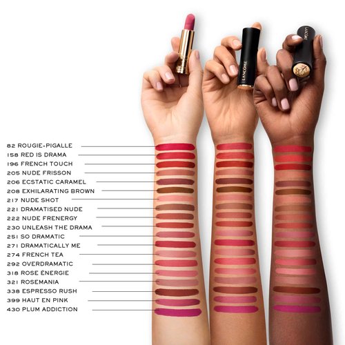 Lancôme L’Absolu Rouge Drama Matte Lipstick, Ultra Matte Finish, 8HR Full Coverage Color with Ceramides, Hyaluronic Acid, Rose Extracts for Moisture & Comfort, Smudge-Resistant - 196