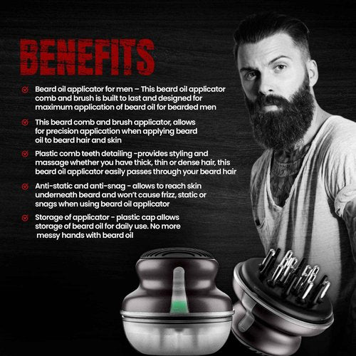 BEARDSYYC Beard Oil Applicator and Brush, Black, Beard Oil Dispenser/Releaser for all Beard Type