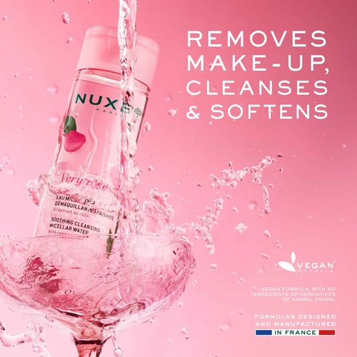 Nuxe Very Rose 3-in-1 Micellar Water, Soothing Facial Cleanser and Makeup Remover, with Rose Extract for Face & Eyes, 6.7 Fl Oz