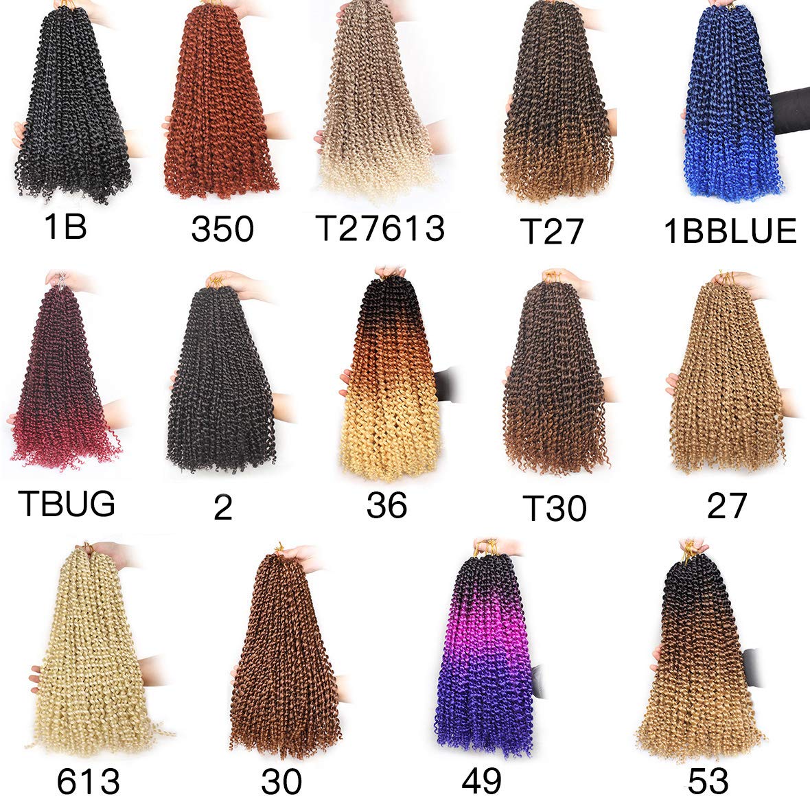 Leeven 18 Inch 7 Packs Ombre Blue Passion Twist Crochet Hair for Butterfly locs Synthetic Bohemian Water Wave Crochet Braiding Hair for Passion Twist 1B/Blue#