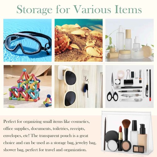 Giantree 50 PCS Small Clear Makeup Bag, 9.8"x7" Mini PVC Waterproof Cosmetic Organizer Bags Moisture-proof Portable Zipper Pouches Toiletry Bags Swimsuit Storage Bag with Zipper