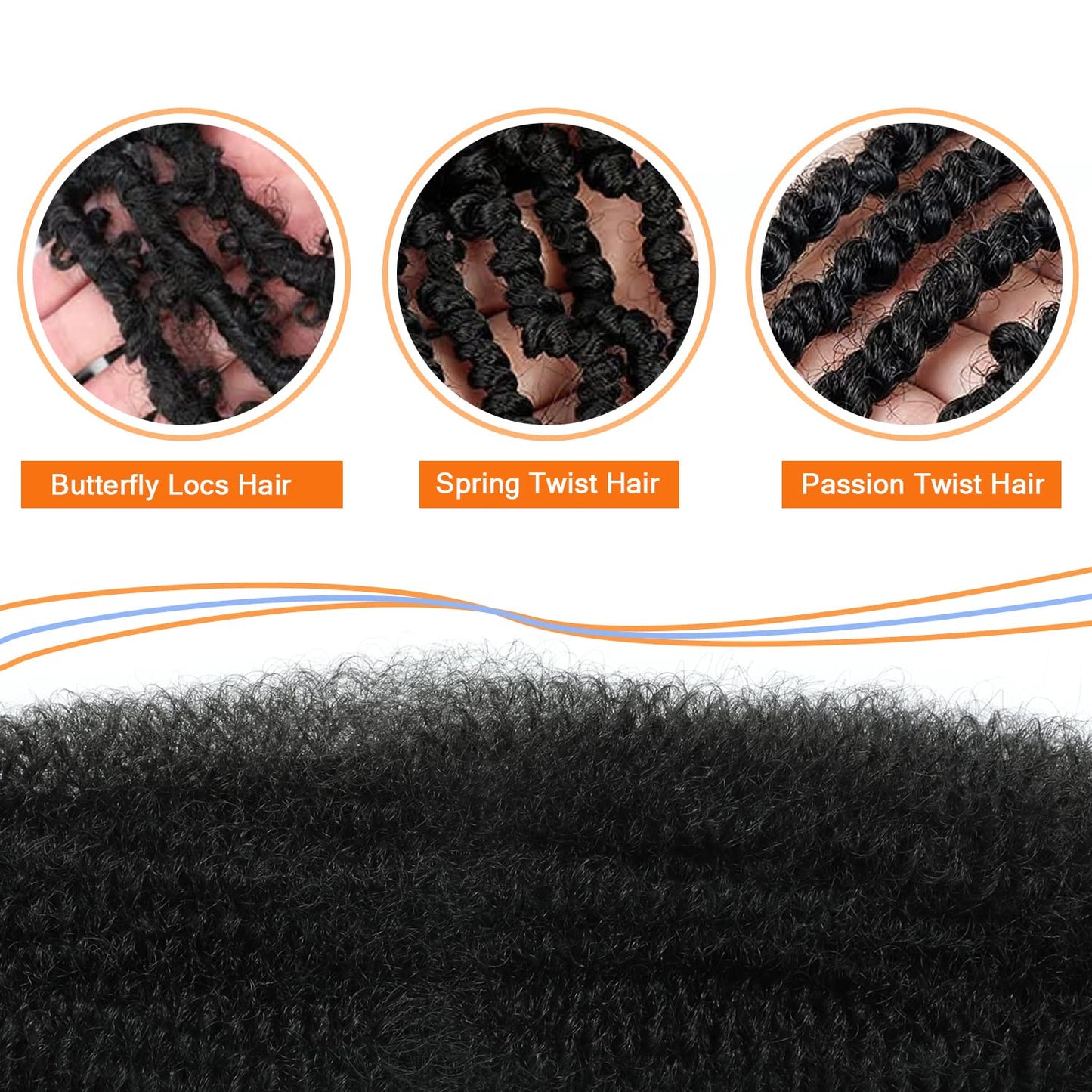 Springy Afro Twist Hair 12 Inch 3 Packs Kinky Twist Hair Black Color Pre Fluffed Marley Twist Braiding Hair for Black Women (12 inch, 1B)