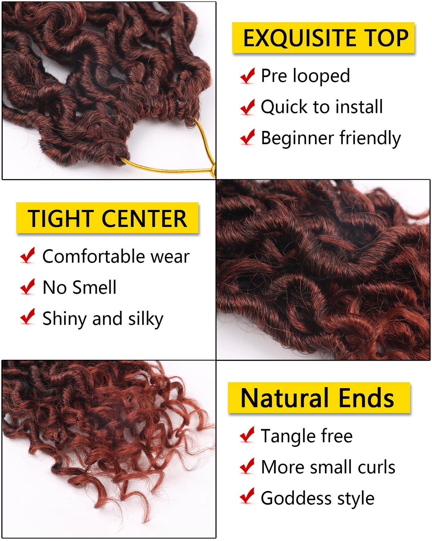 Ginger Goddess Locs Crochet Hair 8 Inch 7 Packs Curly Faux Locs Crochet Hair River Locs Crochet Hair for Black Women Crochet Braids with Curly Ends (8 Inch,T350)