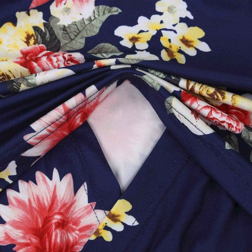 Qnursma Spring Maternity Dresses,Women Printed Spaghetti Strap Breastfeeding Nursing Maxi Dress Sleeveless Empire Waist Casual Tunic Mid Length Soft Stretch Blue Floral L 10-12
