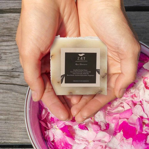 ZÆT 8-Pack Rose Damascene Bar Soap – Natural Rose Extract with Olive Oil and Coconut Oil - Handmade Soap Bar for Face and Body - Gently Cleanses and Hydrates All Skin Types- For Men and Women