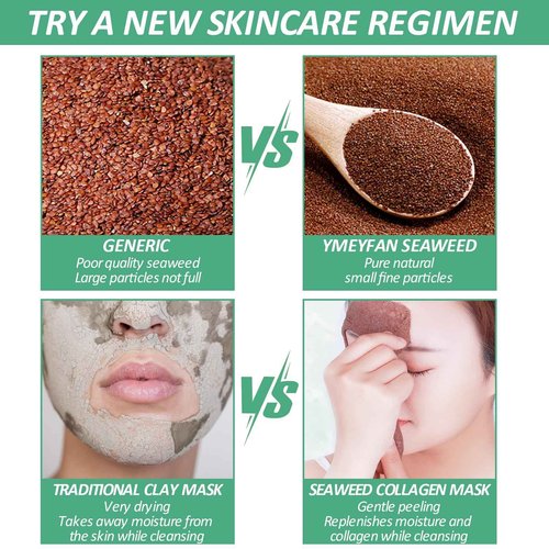 Pure Natural Seaweed Collagen Face Mask Powder, Fragrance-Free, Paraben-Free, Vegan Face Mask Skincare, Algae Seed Mask for Deep Hydrating Purify, Beauty Salon Spa Use for Jelly Mask (500G/17.6oz)