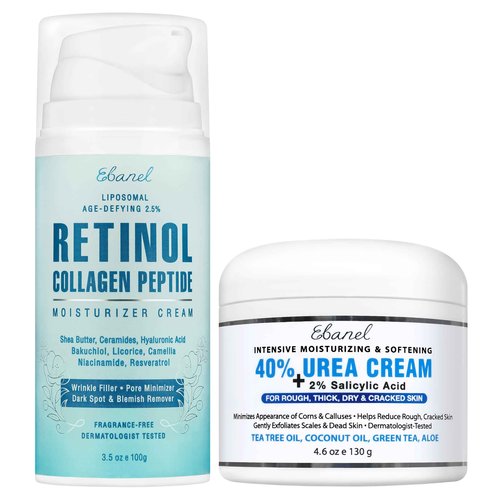Ebanel Bundle of 40% Urea Cream 4.6 Oz, and 2.5% Retinol Moisturizer
