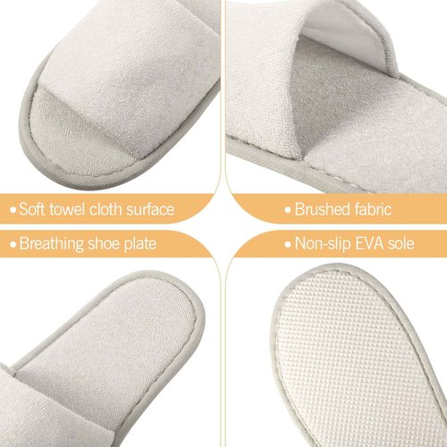 Geyoga 24 Pairs Spa Disposable Slippers Open Toe Non Slip Slippers for Women Men Guests Hotels Home Party Housewarming(Black, White, Khaki, Light Gray,L)