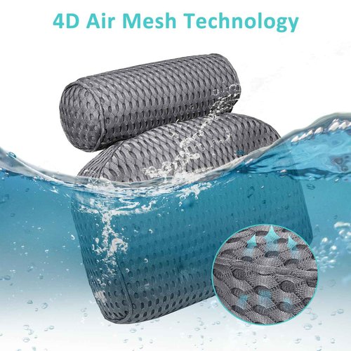 Bath Pillow for Tub Support Neck and Back, Bathtub Pillow Bath Accessories for Bathtub Women, Hot Tub Accessories for Adults Gray