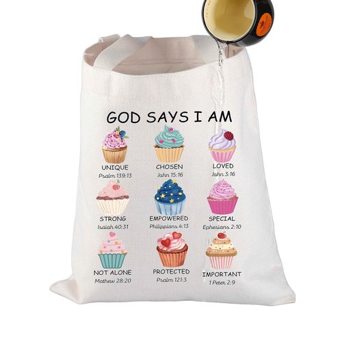 UJIMS Christian Baker Gift God Says I Am Baking Cupcake Lovers Tote Bag Cupcakes Jesus Baking Lover Women Tote Bag (Cupcake Lovers Tote Bag)
