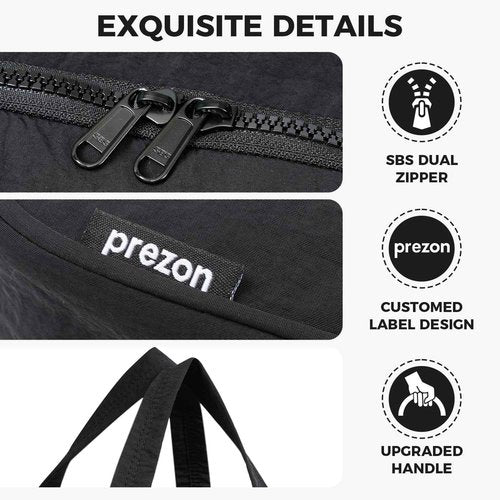 prezon Toiletry Bag For women,Portable Hanging Organizer,4 Leakproof Compartment for full-sized Conditioner, Brushes Set, Makeup Accessories,Visible and easy to access.L-black