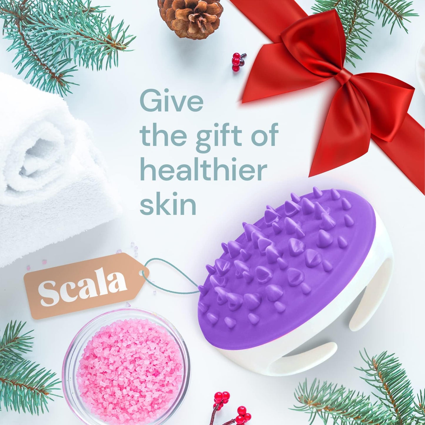 Scala Silicone Cellulite Massager, Bath Shower Scrubber Accessories, Bathroom Toys, Cellulite Remover, Body Massager Tool, Exfoliator, Fat Roller Use with Creams and Oils, Purple