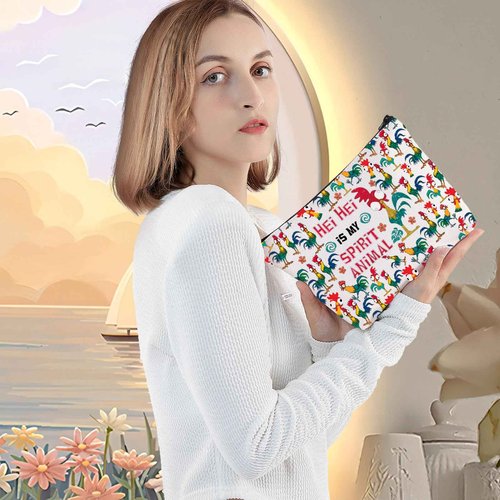 LEVLO Hei Chicken Cosmetic Make Up Bag Chicken Lover Gift Hei Is My Spirit Animal Makeup Zipper Pouch Bag (Hei Hei Full)