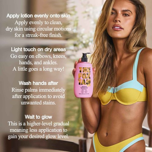 The Fox Tan Gradual Glow Body Lotion, Moisturizing Self-Tanning Lotion With Hyaluronic Acid For A Natural Streak-Free Tan, Vegan & Cruelty Free, 300mL