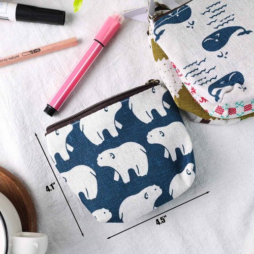 Koogel 5PCS Coin Purses, Canvas Zipper Change Purses Small Zipper Pouch 5 Styles Mini Canvas Purse Pouch Small Cosmetic Bag for Travel Women