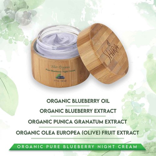 Shira Shir Organic Blueberry Night Cream for Nourished, Wrinkle-Free, Radiant Skin. Moisturizer Face Cream with Anti-Aging Formula keeps Skin Hydrated, Facial Skin Care Product (15ml)