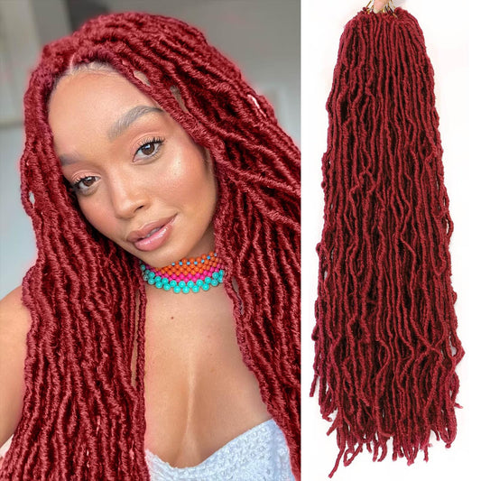 Burgundy Soft Locs 24 Inch 7 Packs Faux Locs Crochet Hair Pre Looped Crochet Locs for Black Women Butterfly Loc Crochet Hair Extensions(24inch,7packs,BUG)