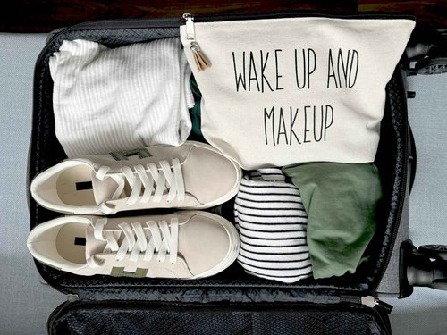 USEFEX Stylish Makeup Bag Organizer | Perfect 100% Cotton Canvas Cosmetic Bag Ideal for Travel and for Cute Gifts