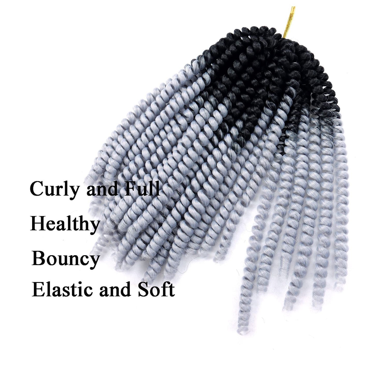 6 Packs Spring Twist Hair Gray 8 Inch Spring Twist Crochet Hair Fluffy Spring Twist Synthetic Fiber Bomb Twist Crochet Braids Low Temperature Twist Crochet Hair for Black Women(OTGray)