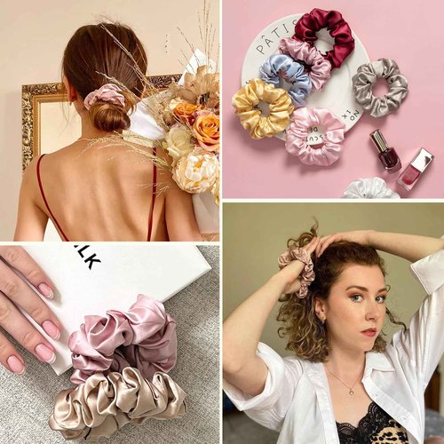 LILYSILK 100% 22MM Silk Hair Scrunchies for Sleeping & Hair Care, 100% Silk Bonnet for Daily Using or Sleeping