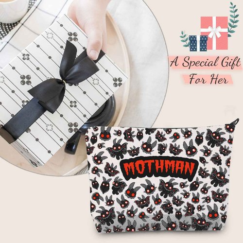 JXGZSO Mothman Cryptid Cosmetic Bag Cryptozoology Gift Mythical Mothman Monster Makeup Bag Mothman Lover Gift