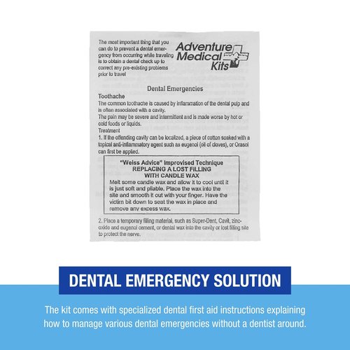 Adventure Medical Kits Dental Medic Kit - Travel Dental Kit for Emergency Tooth Care - Includes Orasol Gel, Tural Tea, Temporary Cavity Filling & More