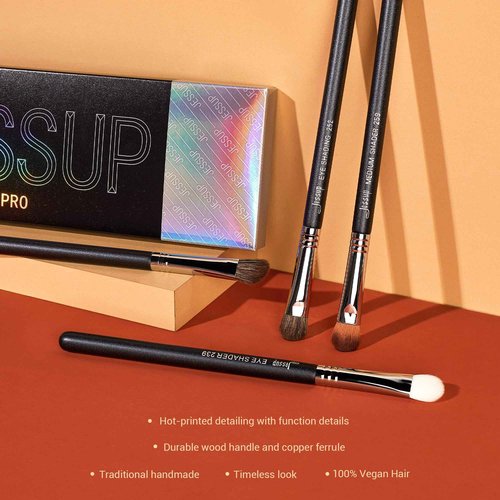 Jessup Eyeshadow Brush Set 12pcs Eye Makeup Brushes Set Professional Premium Sythetic Eye Shadow Blending Smoky Shader Concealer Brush Black T339