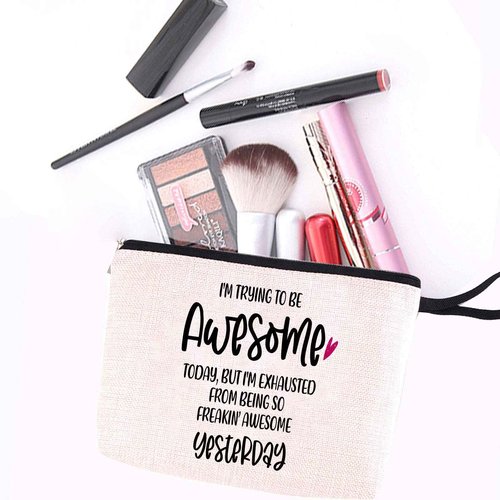Hanamiya Na Inspirational Gifts Makeup Bag Funny Office Gifts Sarcastic Zipper Pouch Bag Cosmetic Bag Christmas Birthday Work Gag Gift for Coworkers Boss