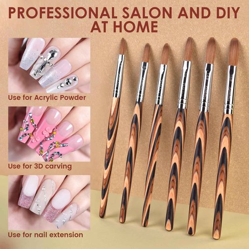 Rolabling 1pc 10#Kolinsky Sable Nail Brush with 1pc 12# Kolinsky Sable Nail Brush Set