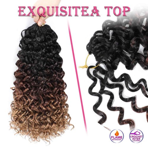 Naniciar Gogo Curl Crochet Hair 18 Inch 7 Packs Curly Crochet Hair for Black Women, Deep Wave Crochet Hair Beach Curl Synthetic Braiding Hair Extensions(18Inch 1B/30/27)