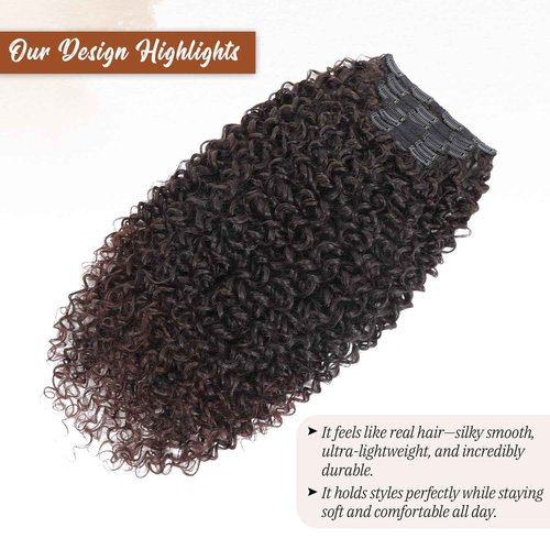 Curly Clip in Hair Extensions,Molefi 6PCS Curly Clip Ins for Women 20 Inch Deep Wave 100% Pure Protein Silk Hair Extensions for Bridal Party Daily