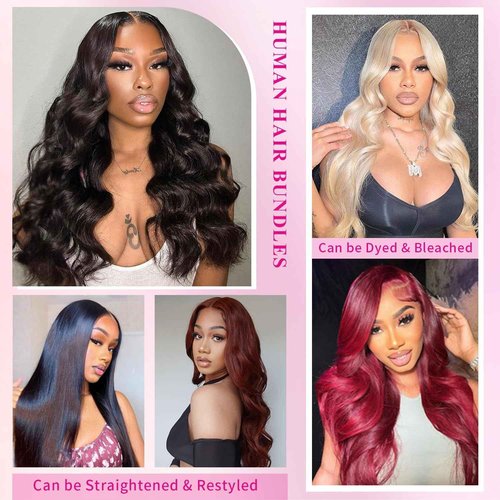 XEILOHO 12A Human Hair Bundle 14 14 14 Inch Body Wave Bundles Human Hair 100% Unprocessed Brazilian Virgin Remy Hair 3 Bundles Real Natural Black Wavy Hair Extensions
