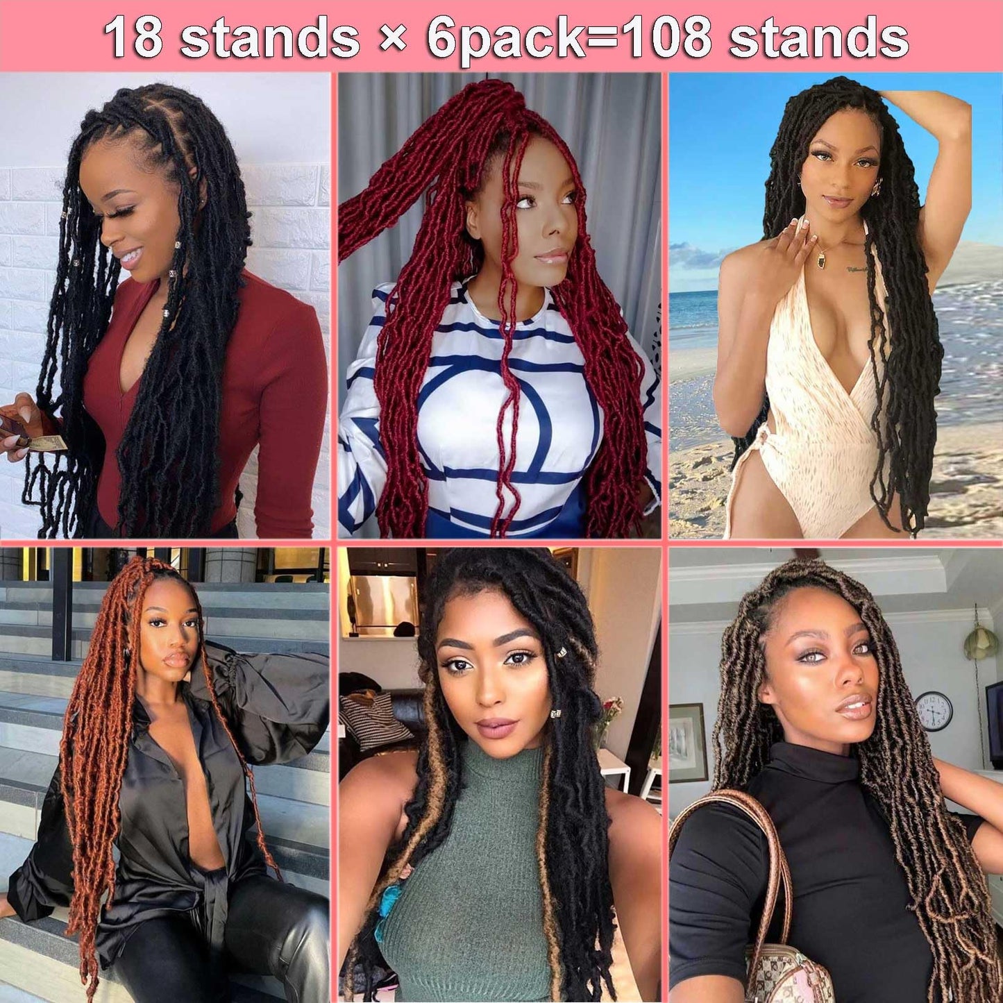 24 Inch Soft Locs Crochet Hair Pre Looped 6 Packs Faux Locs Crochet Braids Goddess Locs Dreadlocs Synthetic Hair For Black Women (24 Inch (Pack of 6), 4#)