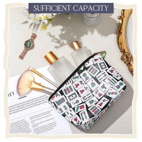 Vincreem Mahj Tile Lover Gift Mahj Tiles Coin Bag with Keychain Set PU Leather Coin Purse Gift for Lover Women Mom Grandma Birthday Travel(Latest Style)