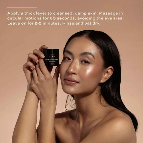 DIME Beauty Whipped Exfoliating Mask, Face Scrub and Cleanser, Lactic Acid and Salicylic Acid Scrub, 2 oz / 60 ml