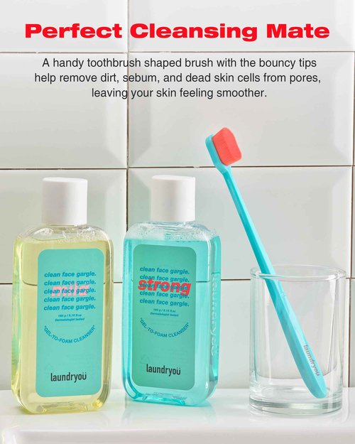 LAUNDRYOU Daily Deep Facial Gel-To-Foam Mild Cleanser with Pine & Lactobacillus Extract for Exfoliating and Sebrum Control to Remove Makeup and Blackheads with Pore Cleansing Brush - (5.64 fl. oz)