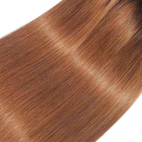 Color 30 Straight Human Hair Bundles Light Brown Straight Bundles Brazilian Virgin Remy Hair Extensions Tangle-Free 8 10 12 Inch