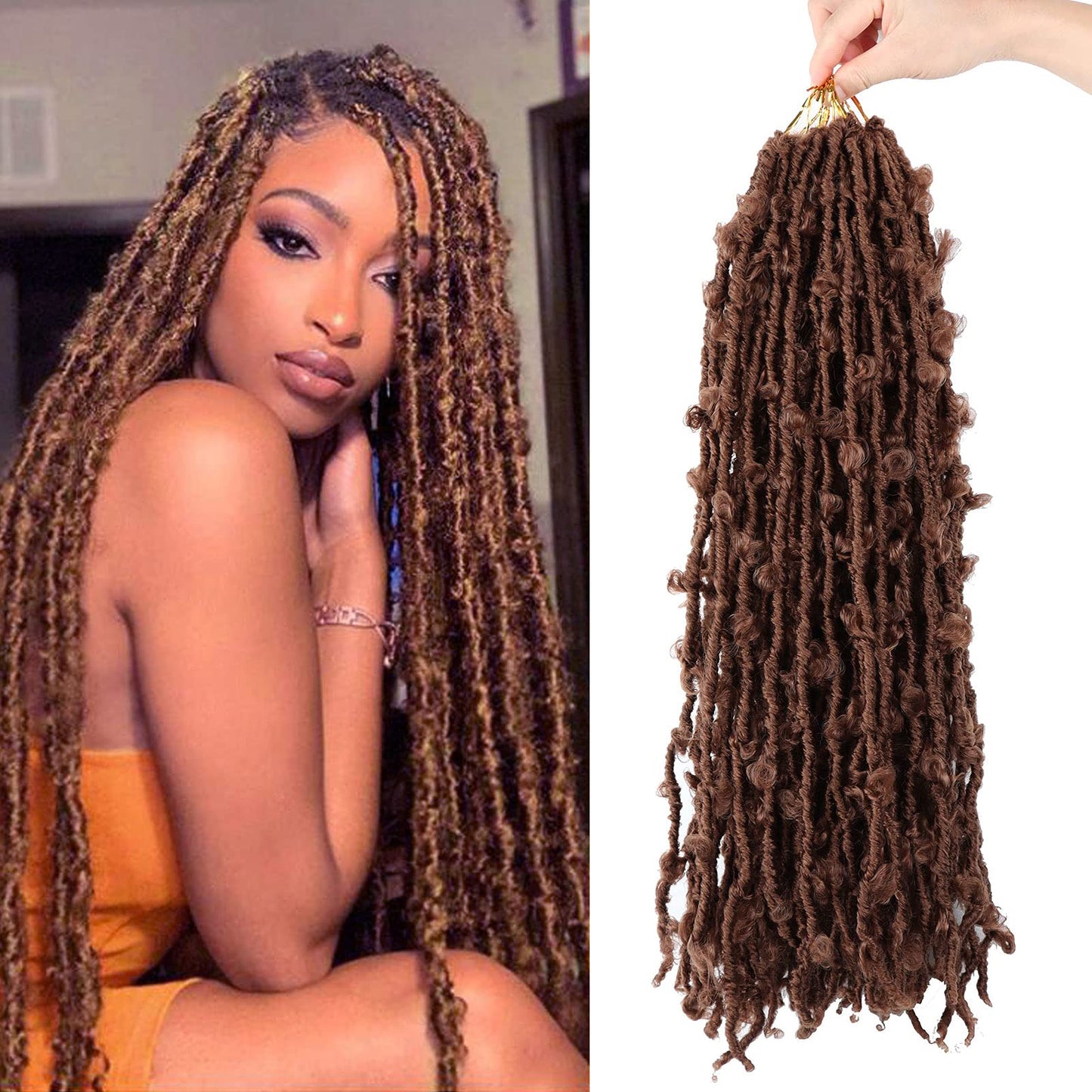 LMZIM 5 Packs 24 Inch Butterfly Crochet Hair for Black Women Faux Locs Pre looped Pre-twisted Braids (24 inch 5 pack, 30)