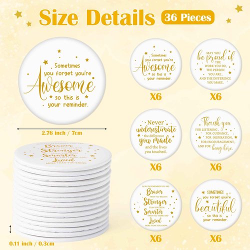 Y1tvei Inspirational Compact Mirror Bulk - 36Pcs White Gold Mini Portable Round Pocket Purse Makeup Mirrors, Sometimes You Forget You're Awesome Gift for Women Lover Coworker Friends Party Favors