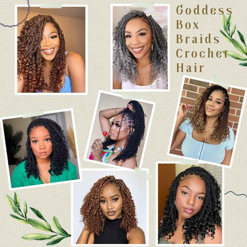 Eerya 8 Packs Boho Goddess Box Braids Crochet Hair for Black Women 16 inch Pre-looped Bohemian Crochet Box Braids With Curly Ends Synthetic Crochet Hair Extensions (16 inch, P4/30)
