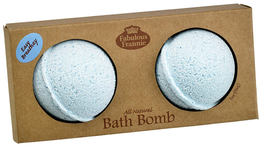 Fabulous Frannie Easy Breathzy Natural, Handmade Bath Bomb Set, Rich in Essential Oil, Salt, Coconut Oil, Witch Hazel, Fizzies to Moisturize Skin 2.5oz (Pack of 2)