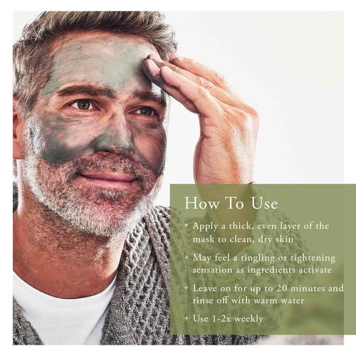 Caldera + Lab The Deep | Men's Organic Hydrating Clay Face Mask for Dry, Sensitive, & Normal Skin – Vegan, Natural & Antioxidant Packed Exfoliating Skincare Facial Treatment