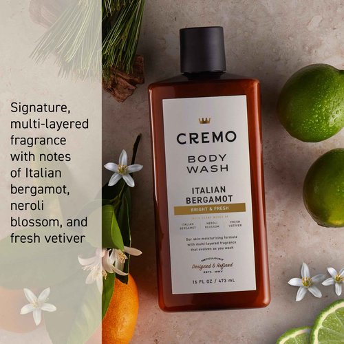 Cremo Body Wash Gift Set for Men - Includes Italian Bergamot, Palo Santo, Vintage Suede Scented Body Wash - 16oz each (3 Pack)
