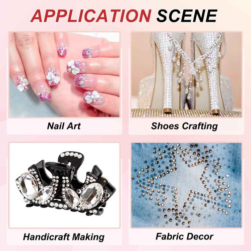 PATIKIL 660 Pcs Acrylic Gem Sticker, 4 Size 3/4/5/6mm Self Adhesive Rhinestones Face Gem Stones Bling Jewelry for Nail Art Craft Clothes DIY Makeup Decoration Party, Light Yellow